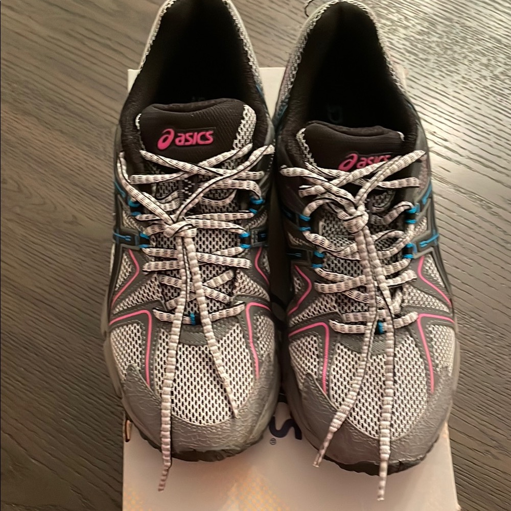 Asics Gray and Pink Athletic Shoes with Cushioned Support